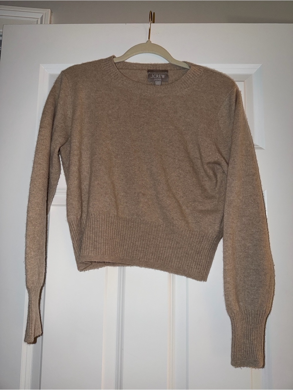 J. Crew Women's Cashmere Crewneck Sweater in Oatmeal Beige